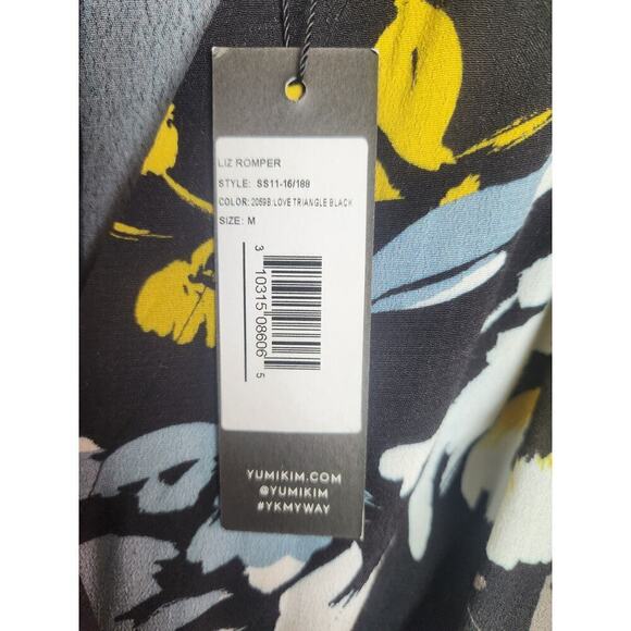 Yumi Kim Liz Belted Romper/love triangle black sz M dark floral fairy romantic - Picture 8 of 12